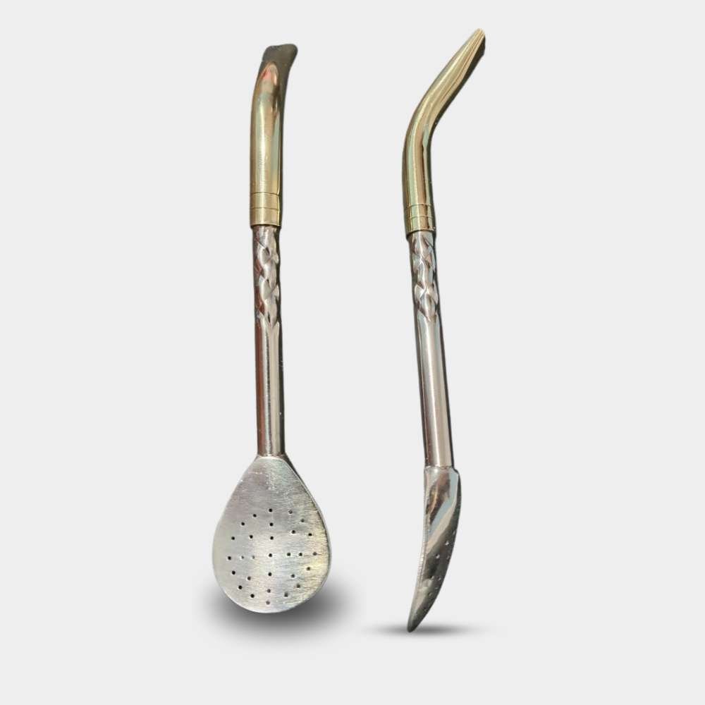 Bombilla caño labrado pico de loro Alpaca Bronce Bombilla caño labrado pico de loro Alpaca Bronce