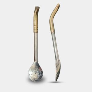 Bombilla caño liso pico de loro Alpaca y Bronce