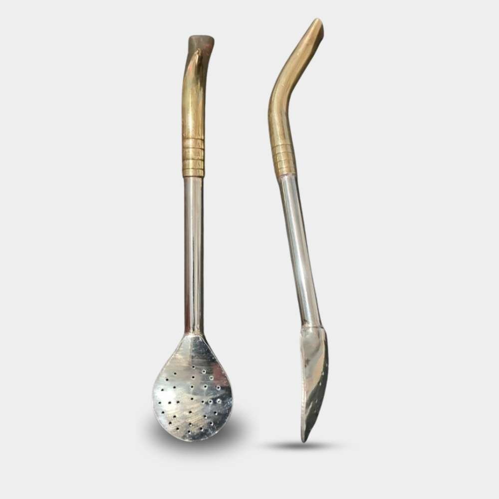 Bombilla caño liso pico de loro Alpaca y Bronce Bombilla caño liso pico de loro Alpaca y Bronce